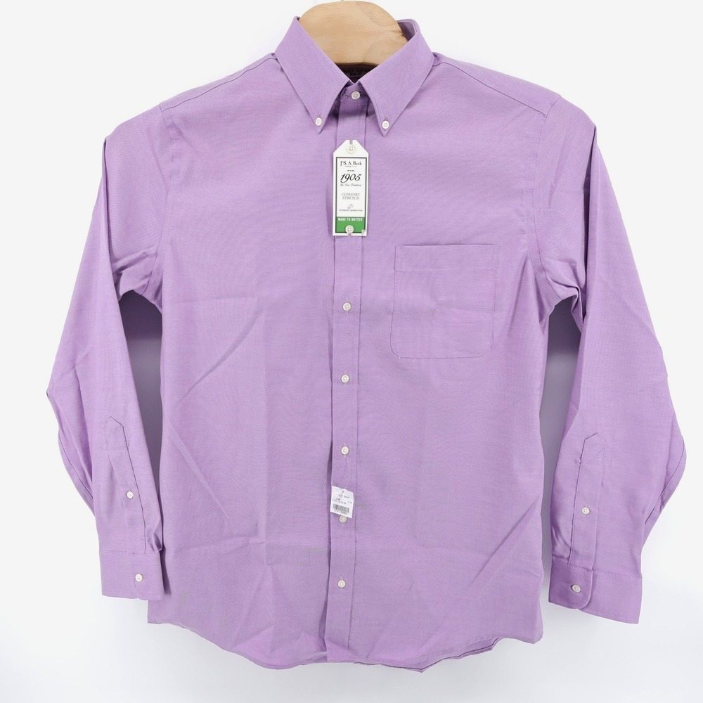 NEW Jos. A. Bank 1905 Slim Fit Non-Iron Dress Shirt Purple Mens 16.5-36 Large